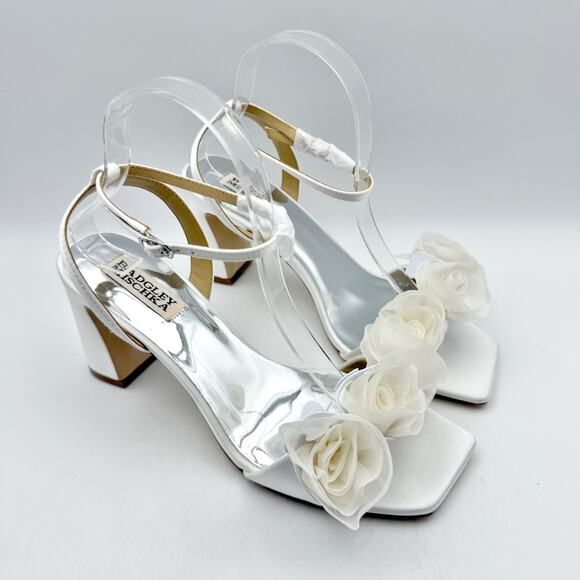 Badgley Mischka Womens Carli Heeled Sandals US 8 White Tulle Bow EUC - Picture 6 of 14